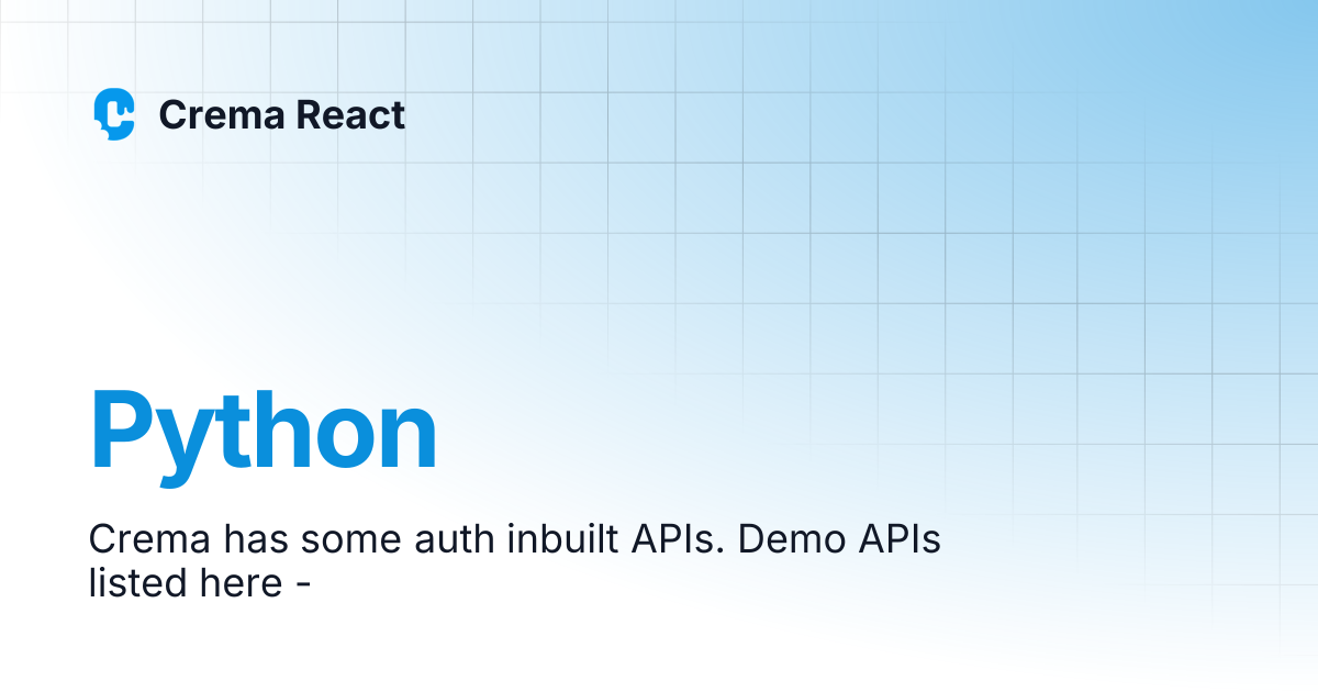 Python | Crema React